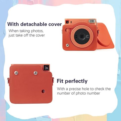 MUZIRI KINOKOO Square SQ1 Case for Fuji Instax Camera PU Leather Protective Case with Adjustable Shoulder Strap Valentine in Saudi Arabia