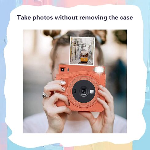 MUZIRI KINOKOO Square SQ1 Case for Fuji Instax Camera PU Leather Protective Case with Adjustable Shoulder Strap Valentine in Saudi Arabia