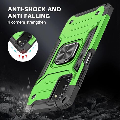 HNHYGETE Samsung Galaxy A03s Case, Samsung A03s Case, with HD Screen Protector, 360°Military Grade Rotatable Kickstand (Heavy Duty) Shockproof Protective Cases for Samsung Galaxy A03s (Green) in Kuwait