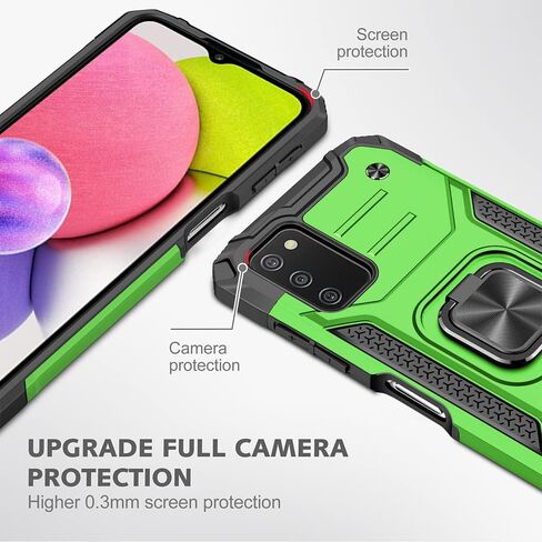 HNHYGETE Samsung Galaxy A03s Case, Samsung A03s Case, with HD Screen Protector, 360°Military Grade Rotatable Kickstand (Heavy Duty) Shockproof Protective Cases for Samsung Galaxy A03s (Green) in Kuwait