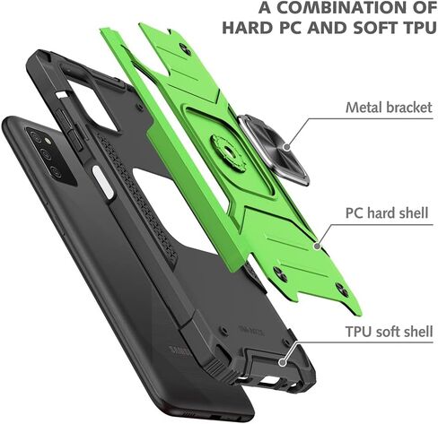 HNHYGETE Samsung Galaxy A03s Case, Samsung A03s Case, with HD Screen Protector, 360°Military Grade Rotatable Kickstand (Heavy Duty) Shockproof Protective Cases for Samsung Galaxy A03s (Green) in Kuwait
