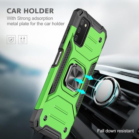HNHYGETE Samsung Galaxy A03s Case, Samsung A03s Case, with HD Screen Protector, 360°Military Grade Rotatable Kickstand (Heavy Duty) Shockproof Protective Cases for Samsung Galaxy A03s (Green) in Kuwait