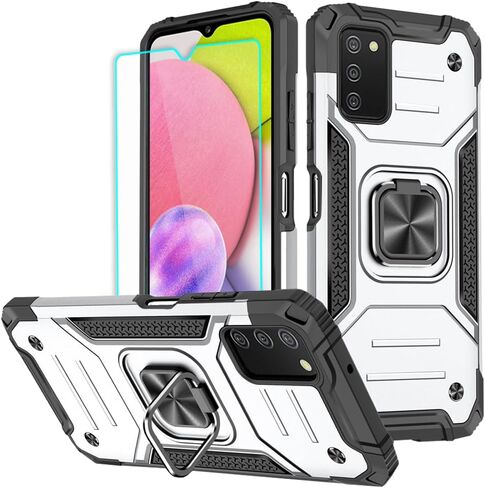 HNHYGETE Samsung Galaxy A03s Case, Samsung A03s Case, with HD Screen Protector, 360°Military Grade Rotatable Kickstand (Heavy Duty) Shockproof Protective Cases for Samsung Galaxy A03s (Green) in Kuwait