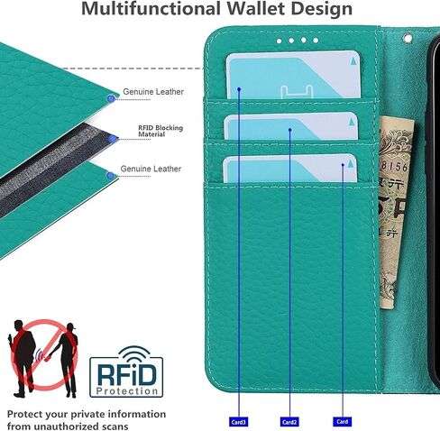 حافظة iCoverCase لهاتف iPhone 12 Pro Max مع حامل بطاقة الائتمان وحزام المعصم، حافظة RFID من الجلد الطبيعي قابلة للطي مغناطيسية لهاتف iPhone 12 Pro Max 6.7 بوصة (أصفر) in Saudi Arabia