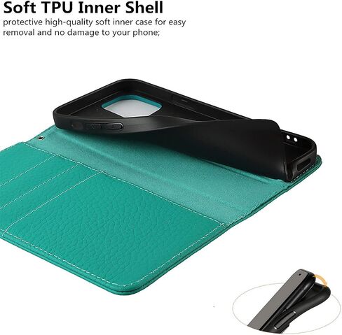 حافظة iCoverCase لهاتف iPhone 12 Pro Max مع حامل بطاقة الائتمان وحزام المعصم، حافظة RFID من الجلد الطبيعي قابلة للطي مغناطيسية لهاتف iPhone 12 Pro Max 6.7 بوصة (أصفر) in Saudi Arabia