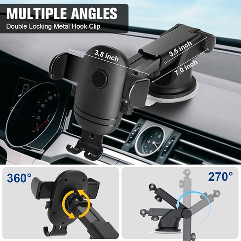 3-in-1 Cell Phone Holders for Cars,2024 Upgrade universal car phone holder, Universal Car Phone Holder for Dashboard Air Vent Windshield.Compatible with all iPhones and other cell Phone in Saudi Arabia