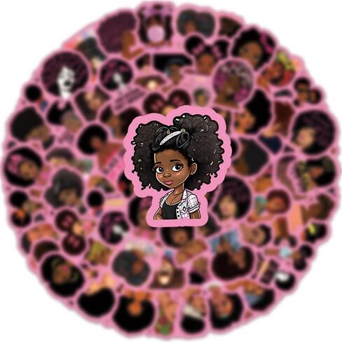 Pink Black Girl Stickers Black & Pink Themed Waterproof Sticker for Laptop Water Bottle Bikes Motorcycle Skateboards Luggage in Saudi Arabia