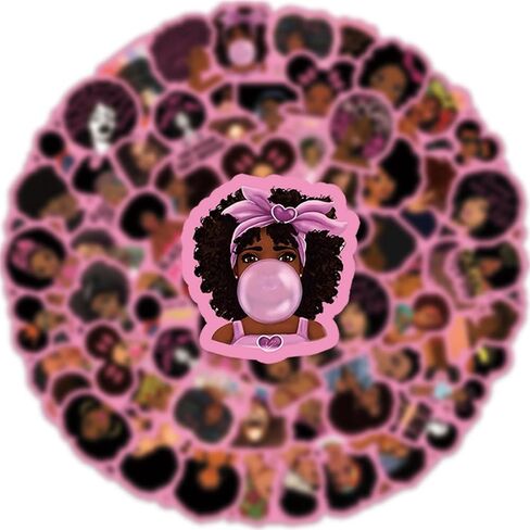 Pink Black Girl Stickers Black & Pink Themed Waterproof Sticker for Laptop Water Bottle Bikes Motorcycle Skateboards Luggage in Saudi Arabia
