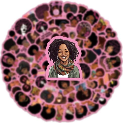 Pink Black Girl Stickers Black & Pink Themed Waterproof Sticker for Laptop Water Bottle Bikes Motorcycle Skateboards Luggage in Saudi Arabia