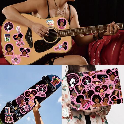Pink Black Girl Stickers Black & Pink Themed Waterproof Sticker for Laptop Water Bottle Bikes Motorcycle Skateboards Luggage in Saudi Arabia