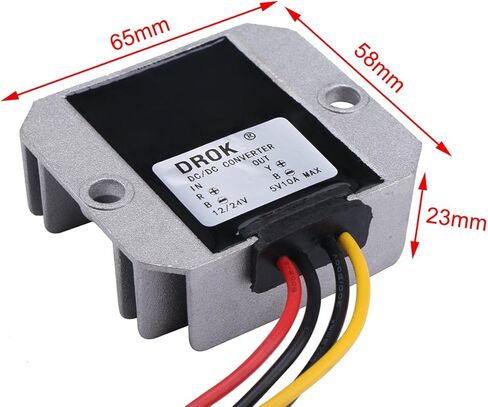 DROK® DC-DC محول فرق الجهد المقاوم للماء 10A / 50W منظم جهد إمداد الطاقة 24V 12V إلى 5V تنحى شاشة LED للسيارة مدخل ضبط الجهد 9-30V لنظام مراقبة تلفزيون LCD للحافلات in Kuwait
