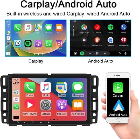 Android 13 لسيارة Chevy Silverado GMC Sierra Buick Enclave Radio 2007-2012 8 بوصة IPS شاشة تعمل باللمس ستيريو سيارة مدمج DSP GPS لاسلكي CarPlay/كاميرا احتياطية أوتوماتيكية سلكية تعمل بنظام Android/DSP/SWC in Saudi Arabia
