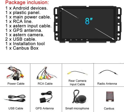 Android 13 لسيارة Chevy Silverado GMC Sierra Buick Enclave Radio 2007-2012 8 بوصة IPS شاشة تعمل باللمس ستيريو سيارة مدمج DSP GPS لاسلكي CarPlay/كاميرا احتياطية أوتوماتيكية سلكية تعمل بنظام Android/DSP/SWC in Saudi Arabia