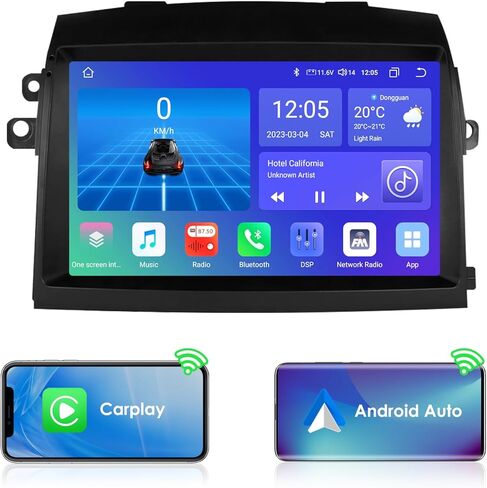 ستيريو سيارة Hizpo لسيارة Toyota Sienna 2 XL20 2004-2010، شاشة لمس QLED مقاس 9 بوصات داخل لوحة القيادة ونظام تحديد المواقع العالمي (GPS) متوافق مع CarPlay Android Auto Radio Bluetooth، أداة الطقس، مروحة التبريد، SWC 8 Core 4+32G in Kuwait