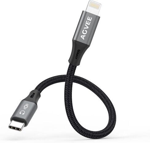 AGVEE 1.5ft USB-C to Lightning OTG DAC Adapter Cable Converter Cord for iPhone iOS Device, Wireless Lavalier Digital Microphone, Type-C Headphone Amps Amplifier, Dark Gray in Saudi Arabia