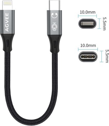 AGVEE 1.5ft USB-C to Lightning OTG DAC Adapter Cable Converter Cord for iPhone iOS Device, Wireless Lavalier Digital Microphone, Type-C Headphone Amps Amplifier, Dark Gray in Saudi Arabia