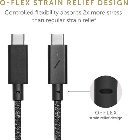 كابل مكتب Native Union من النوع C - كابل شحن USB-C إلى USB-C بطول 8 أقدام فائق القوة غير قابل للانزلاق مع وزن مرساة متوافق مع iPhone 15 وMacBook Pro 13" M1/ M2 وAir 13"/15" وSurface Go 3 (الكون) in Saudi Arabia