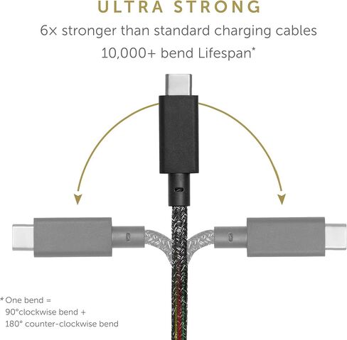 كابل مكتب Native Union من النوع C - كابل شحن USB-C إلى USB-C بطول 8 أقدام فائق القوة غير قابل للانزلاق مع وزن مرساة متوافق مع iPhone 15 وMacBook Pro 13" M1/ M2 وAir 13"/15" وSurface Go 3 (الكون) in Saudi Arabia