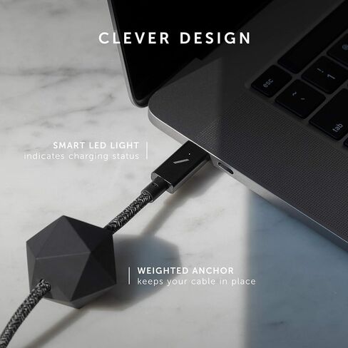 كابل مكتب Native Union من النوع C - كابل شحن USB-C إلى USB-C بطول 8 أقدام فائق القوة غير قابل للانزلاق مع وزن مرساة متوافق مع iPhone 15 وMacBook Pro 13" M1/ M2 وAir 13"/15" وSurface Go 3 (الكون) in Saudi Arabia