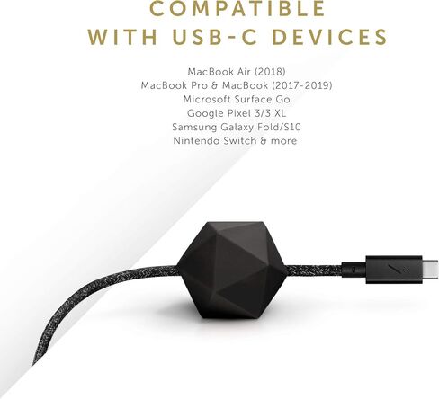 كابل مكتب Native Union من النوع C - كابل شحن USB-C إلى USB-C بطول 8 أقدام فائق القوة غير قابل للانزلاق مع وزن مرساة متوافق مع iPhone 15 وMacBook Pro 13" M1/ M2 وAir 13"/15" وSurface Go 3 (الكون) in Saudi Arabia