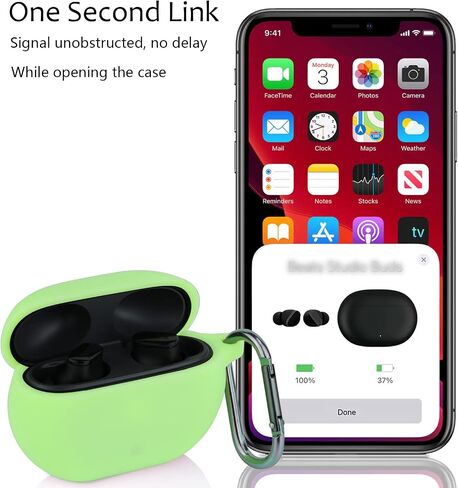 غطاء حافظة LEFXMOPHY Glow Pink بديل لسماعات Apple Beats Studio Buds 2021 الجديدة اللاسلكية، غطاء حماية واقي من السيليكون للنساء، فتاة تتوهج في الظلام مع ملحقات حبل خطاف in Saudi Arabia
