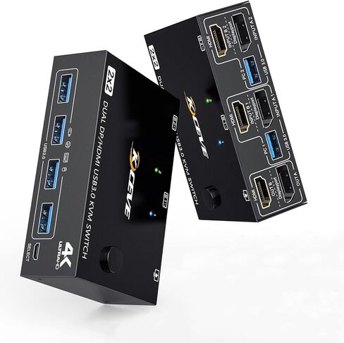 شاشة مزدوجة HDMI + محول DisplayPort KVM، USB3.0 DP HDMI KVM Switch 4K@60 هرتز in Kuwait