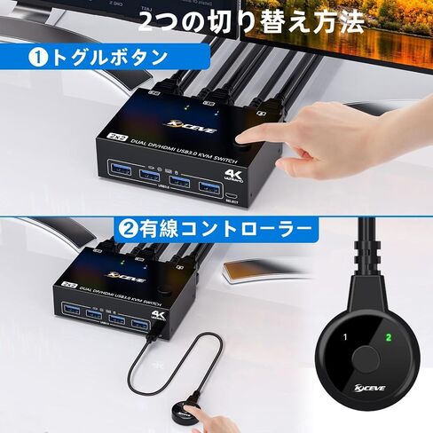 شاشة مزدوجة HDMI + محول DisplayPort KVM، USB3.0 DP HDMI KVM Switch 4K@60 هرتز in Kuwait
