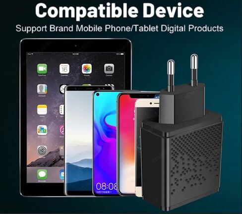 Fast Charging 65W GaN USB A 3.0 and PD Type C Port Wall Charger Power Adapter Block Compatible with iPhone, Samsung, and Andriod Devices - UK in Saudi Arabia