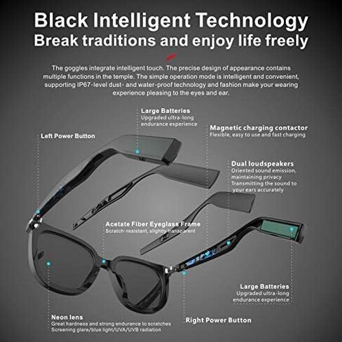WGP Smart Glasses with AI Translation, Support 110+ Languages, Blue Light Blocking Glasses, Voice Recorder with App, Open Ear Headphones, Bluetooth Audio Glasses for Woman&Man(White) in Saudi Arabia