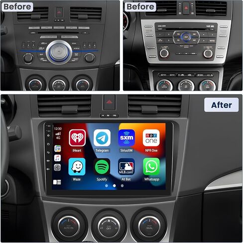 مجموعة أجهزة قياس راديو 2G+64G Android 13 لسيارة Mazda 3 2009-2013 مع Carplay اللاسلكي وAndroid Auto، وراديو بديل بشاشة لمس 9 بوصات مع كاميرا احتياطية HiFi FM/RDS EQ وميكروفون USB RCA in Saudi Arabia
