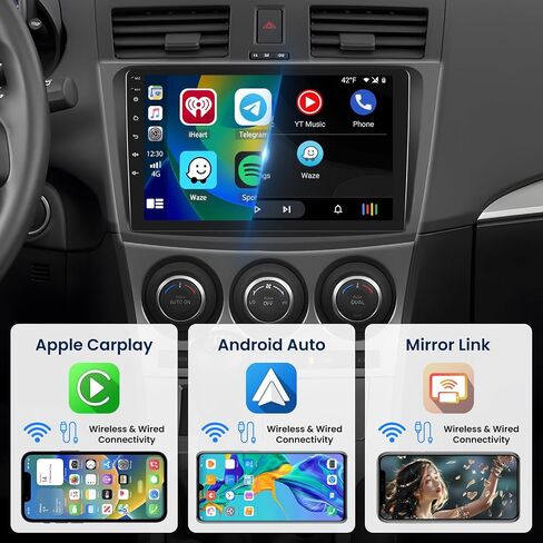 مجموعة أجهزة قياس راديو 2G+64G Android 13 لسيارة Mazda 3 2009-2013 مع Carplay اللاسلكي وAndroid Auto، وراديو بديل بشاشة لمس 9 بوصات مع كاميرا احتياطية HiFi FM/RDS EQ وميكروفون USB RCA in Saudi Arabia