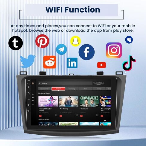 مجموعة أجهزة قياس راديو 2G+64G Android 13 لسيارة Mazda 3 2009-2013 مع Carplay اللاسلكي وAndroid Auto، وراديو بديل بشاشة لمس 9 بوصات مع كاميرا احتياطية HiFi FM/RDS EQ وميكروفون USB RCA in Saudi Arabia