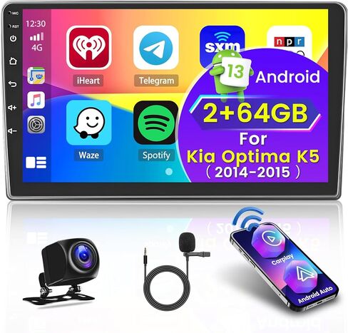 Roinvou 2+64G Android CarPlay Stereo for Kia Optima K5 2014-2015، مشغل CarPlay لاسلكي مدمج مع Android Auto، شاشة تعمل باللمس مقاس 9 بوصات داخل لوحة القيادة GPS ودعم مرآة Link BT RDS AHD WiFi DSP in Saudi Arabia