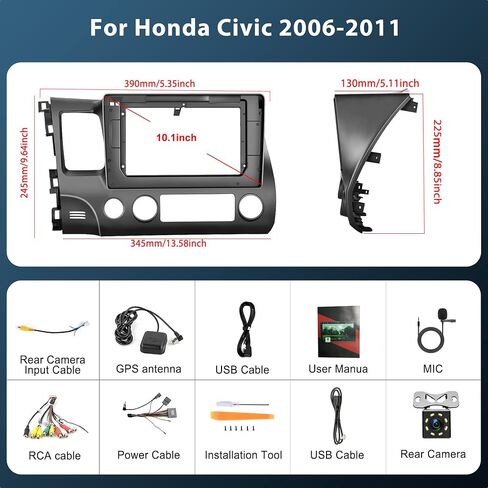 2G+32G Android Car Stereo for Honda Civic 2006-2011,Car Radio 10.1'' Touch Screen Head Unit with Bluetooth GPS Navigation Mirror Link FM RDS WIFI AHD Backup Camera Steering Wheel Control Car Audio in Saudi Arabia