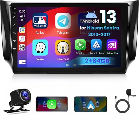 [2G+64G] Hikity Android 13 Stereo for Nissan Sentra 2013-2017, 10.1 Inch Touchscreen GPS Navigation Radio with Wireless Apple Carplay Android Auto WiFi Bluetooth RDS Backup Camera in Saudi Arabia