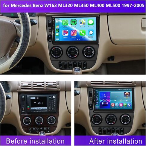 ستيريو راديو السيارة لمرسيدس بنز ML350 W163 ML320 ML400 ML500 1997-2005 Rimoody 9 بوصة Android 13 2G 64G شاشة لمس CarPlay Android Auto Mirror Link Bluetooth FM/RDS GPS WiFi EQ SWC كاميرا احتياطية in Saudi Arabia