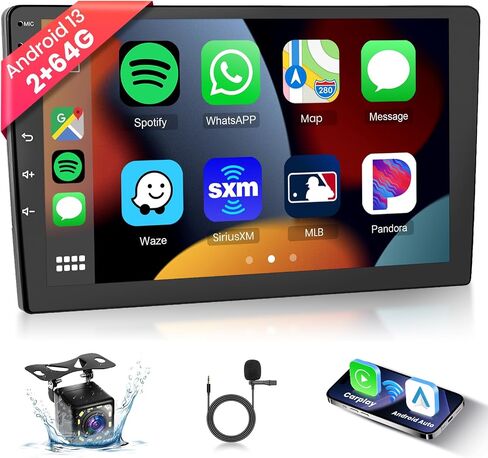 Hodozzy 2G 64G Android Double Din Car Stereo with Wireless Carplay&Android Auto,10.1 Inch Touch Screen Car Radio with GPS Navigation WiFi Bluetooth FM/RDS Radio SWC Dual USB/AUX-in+Backup Camera in Saudi Arabia