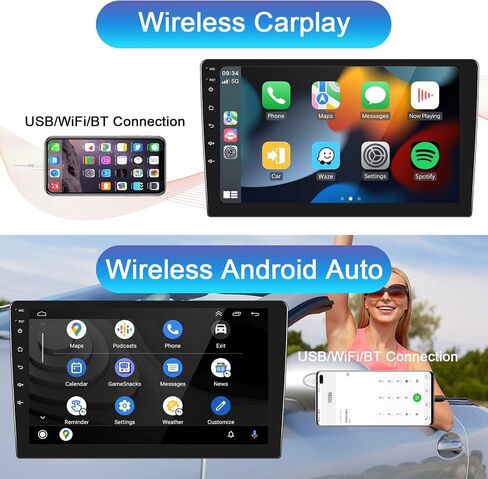 Hodozzy 2G 64G Android Double Din Car Stereo with Wireless Carplay&Android Auto,10.1 Inch Touch Screen Car Radio with GPS Navigation WiFi Bluetooth FM/RDS Radio SWC Dual USB/AUX-in+Backup Camera in Saudi Arabia