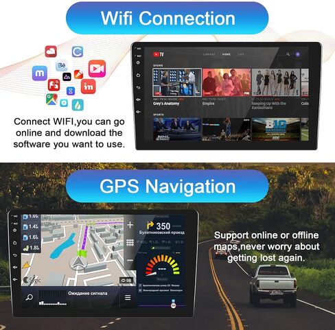 Hodozzy 2G 64G Android Double Din Car Stereo with Wireless Carplay&Android Auto,10.1 Inch Touch Screen Car Radio with GPS Navigation WiFi Bluetooth FM/RDS Radio SWC Dual USB/AUX-in+Backup Camera in Saudi Arabia