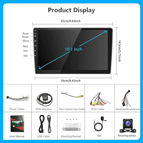 Hodozzy 2G 64G Android Double Din Car Stereo with Wireless Carplay&Android Auto,10.1 Inch Touch Screen Car Radio with GPS Navigation WiFi Bluetooth FM/RDS Radio SWC Dual USB/AUX-in+Backup Camera in Saudi Arabia