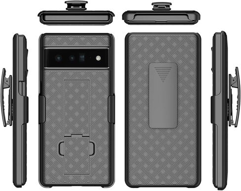 Google Pixel 7 Pro Case Holster, Google Pixel 7 Pro Cover, Swivel Belt Clip Kickstand Holder, Slim Rugged Full Body Armor Shell Protective Pouch Cover for Google Pixel 7 Pro, Black in Saudi Arabia