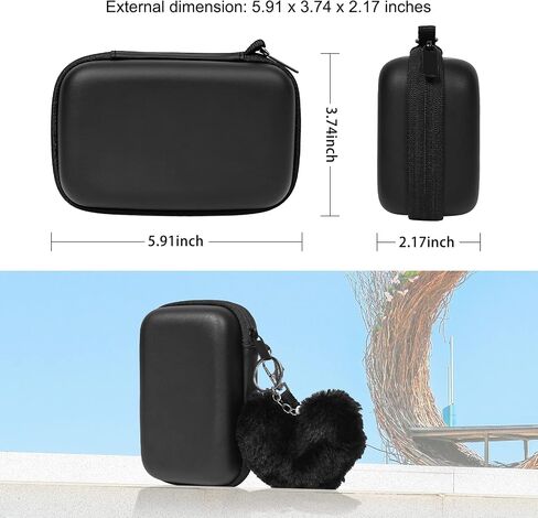 حافظة كاميرا MOSISO متوافقة مع طابعة الكاميرا الفورية Canon Ivy CLIQ 2/+2، متوافقة مع Canon Ivy Mobile، طابعة جيب صغيرة للصور، حقيبة حمل واقية من مادة EVA أثناء السفر وقلادة قلب منفوشة، أسود in Saudi Arabia