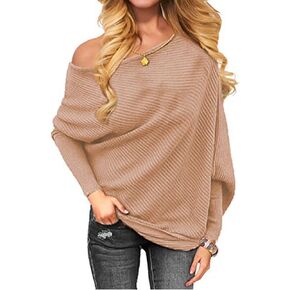 بلوفر نسائي من VOIANLIMO بدون أكتاف وأكمام طويلة وفضفاضة صلبة in Kuwait