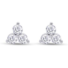 SAVEARTH DIAMONDS 1/2 Carat Round Lab Created Moissanite Diamond Three Stone Cluster Stud Earring In 14k Gold Over Sterling Silver Jewelry Gift For Women (0.50 Cttw), Valentine's Day Gift For Her