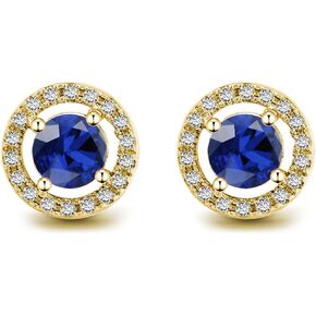 Platinum Plated Round Shape 1.0 Carat Simulated Cubic Zircon Diamond Stud Earrings