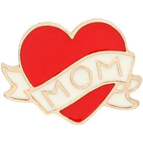 قلب من المينا باللون الأحمر مع دبوس وبروش آمن لكلمة MOM in Kuwait