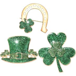St.Patrick’s Day Brooch Pins ,Shamrock Brooches Lapel Pins, Lucky Green3 Leaf Clover Hat Kiss Me Happy Face Brooch ,Saint Patrick’s Day Irish Festival Holiday Costume Decor Accessories , Ireland Enamel Lapel Pin Jewelry Gift for Women Men Girls