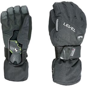 Level Half Pipe GTX Snowboard Protective Gloves with GoreTex Shell, BioMex Integrated Wrist Guards, ThermoPlus Liner (Black, Small (7.0in))