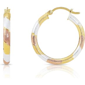 Sterling Silver Tricolor Three-Tone Hoop Earrings