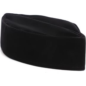 59cm Muslim Prayer Hat for Men, Black Soft Golden Velvet Material Islamic Worship Hat Praying Beanie Ramadan Eid Gift